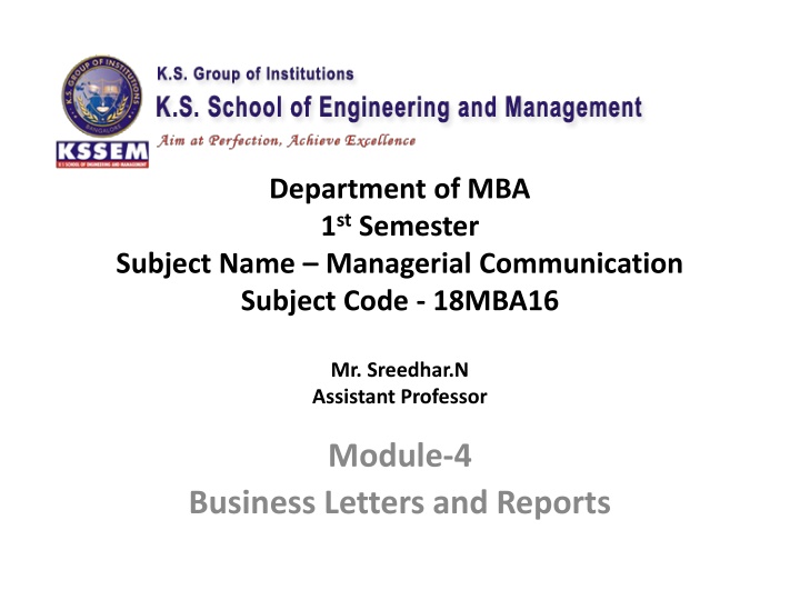 department of mba 1 st semester