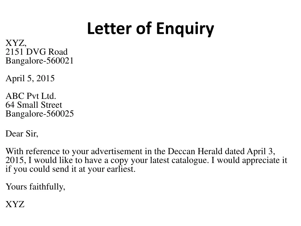 letter of enquiry