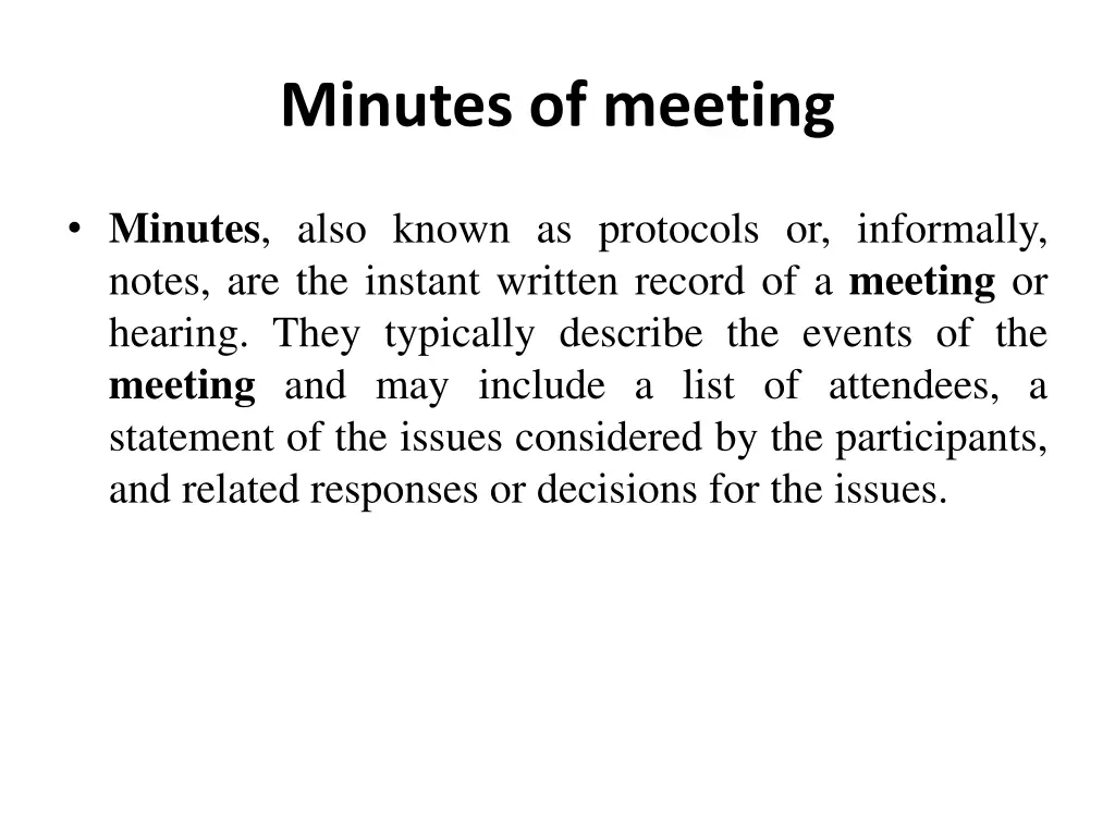 minutes of meeting