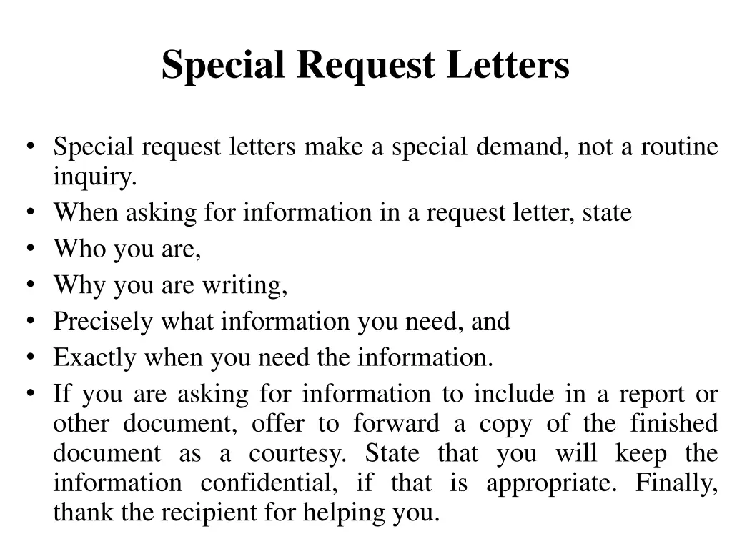 special request letters