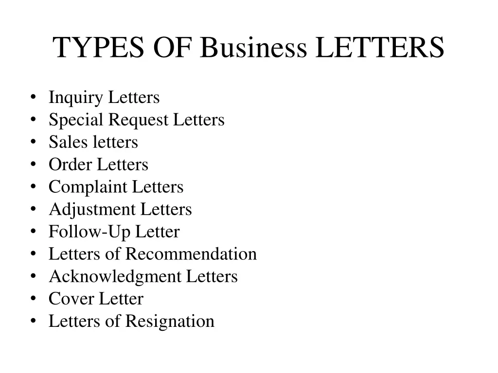 types of business letters