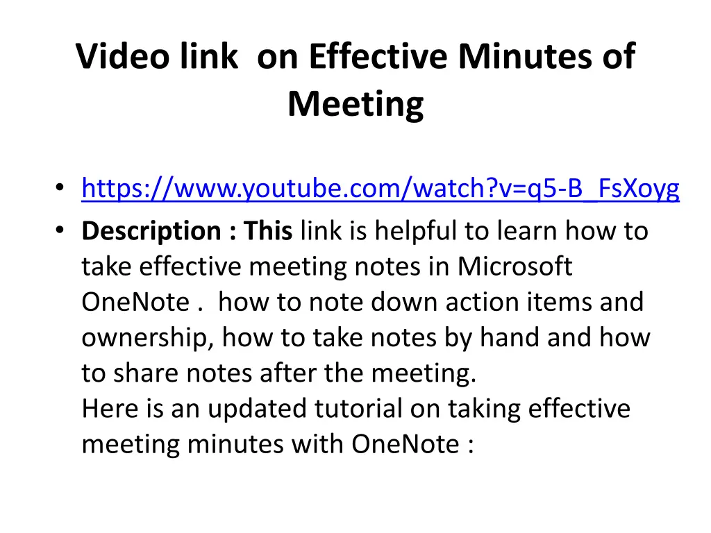 video link on effective minutes of meeting