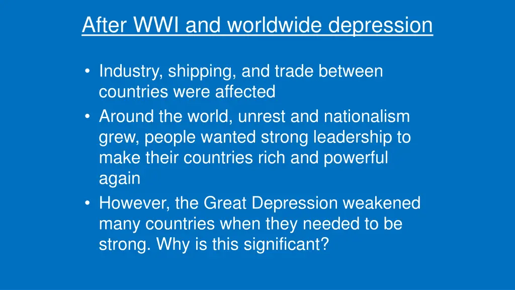 after wwi and worldwide depression 1