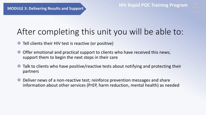 hiv rapid poc training program