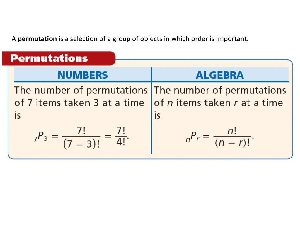 a permutation is a selection of a group