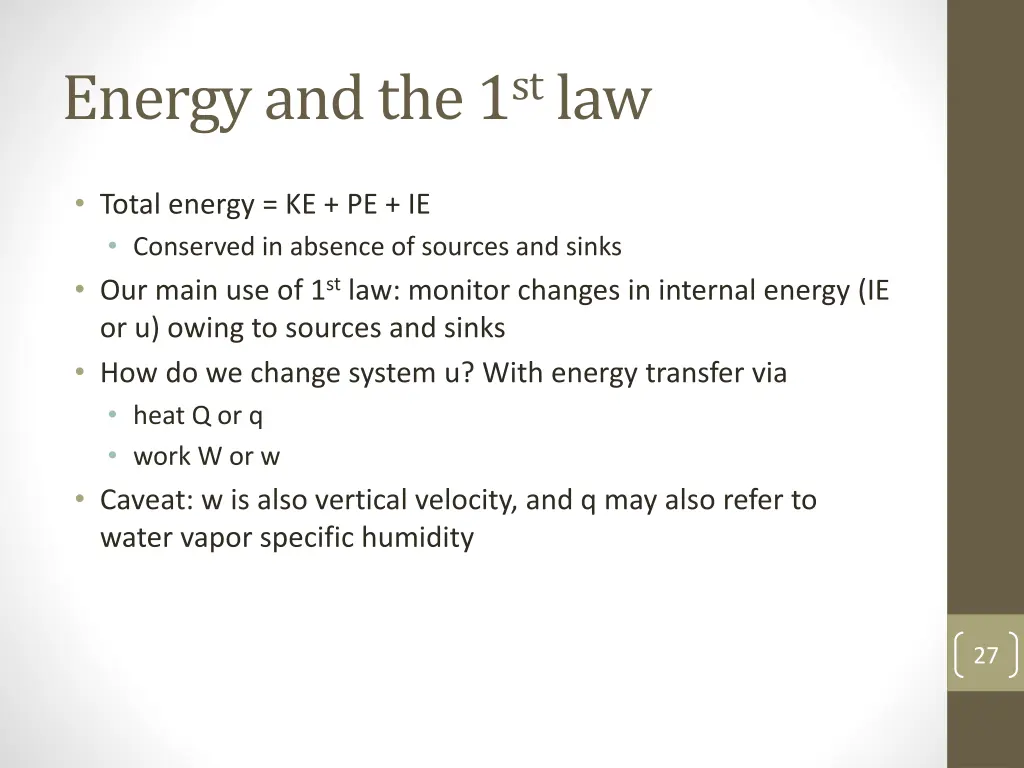 energy and the 1 st law