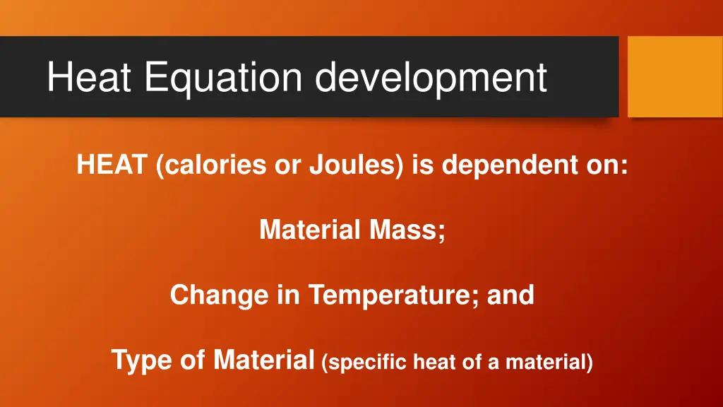 heat equation development 1