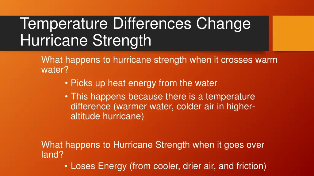 temperature differences change hurricane strength