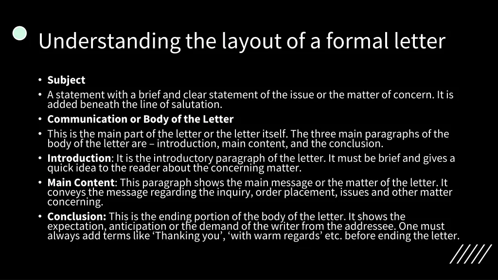 understanding the layout of a formal letter 1