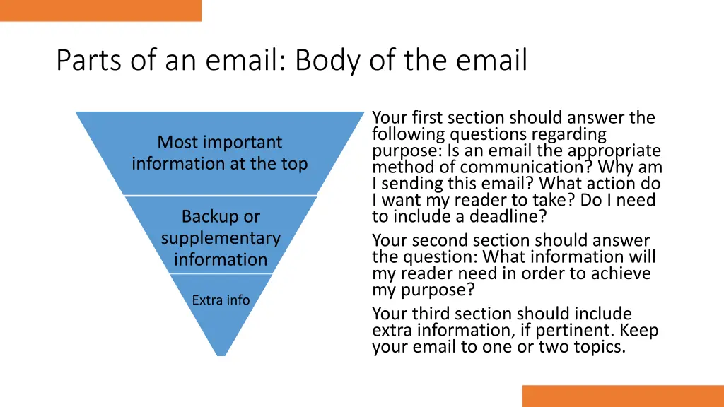 parts of an email body of the email