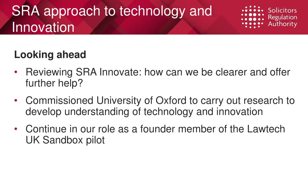 sra approach to technology and innovation 2