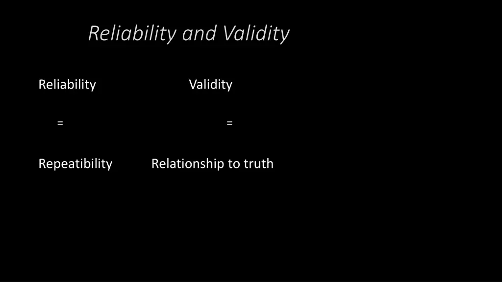 reliability and validity