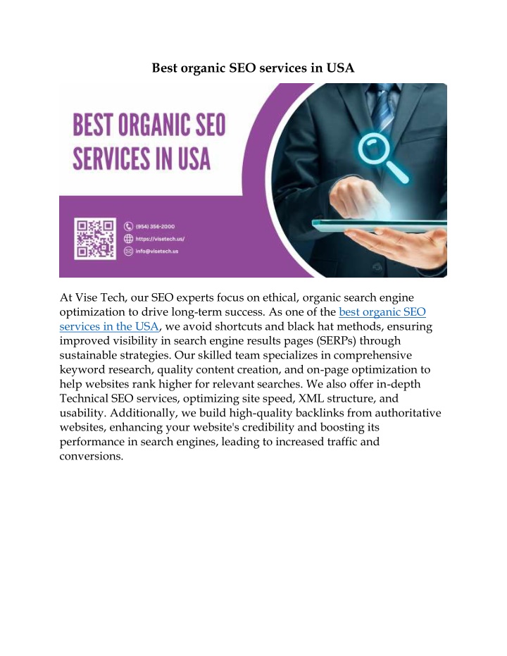 best organic seo services in usa