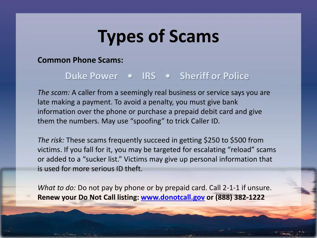 types of scams 1