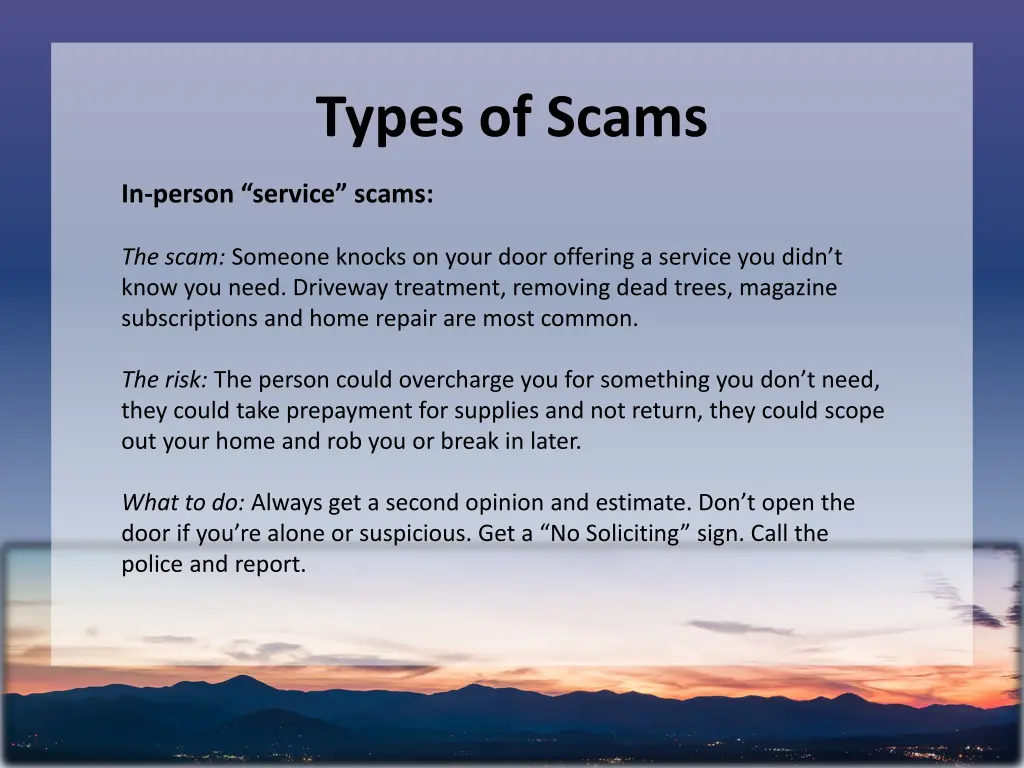 types of scams