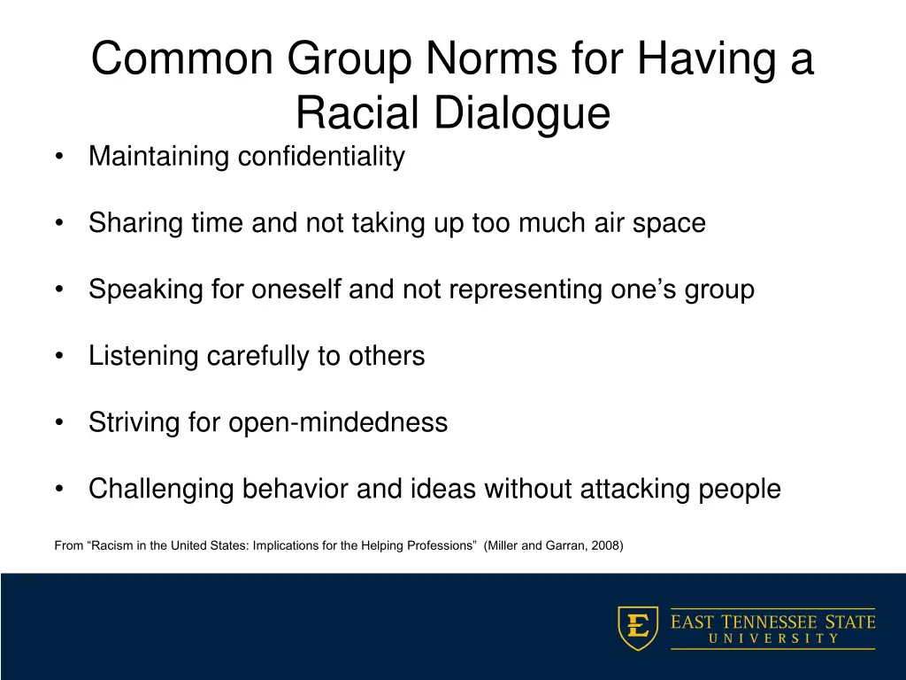 common group norms for having a racial dialogue