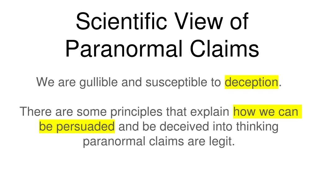 scientific view of paranormal claims