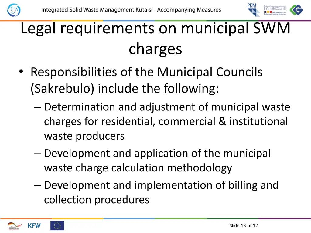 legal requirements on municipal swm charges