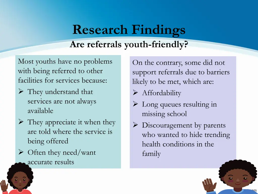 research findings are referrals youth friendly