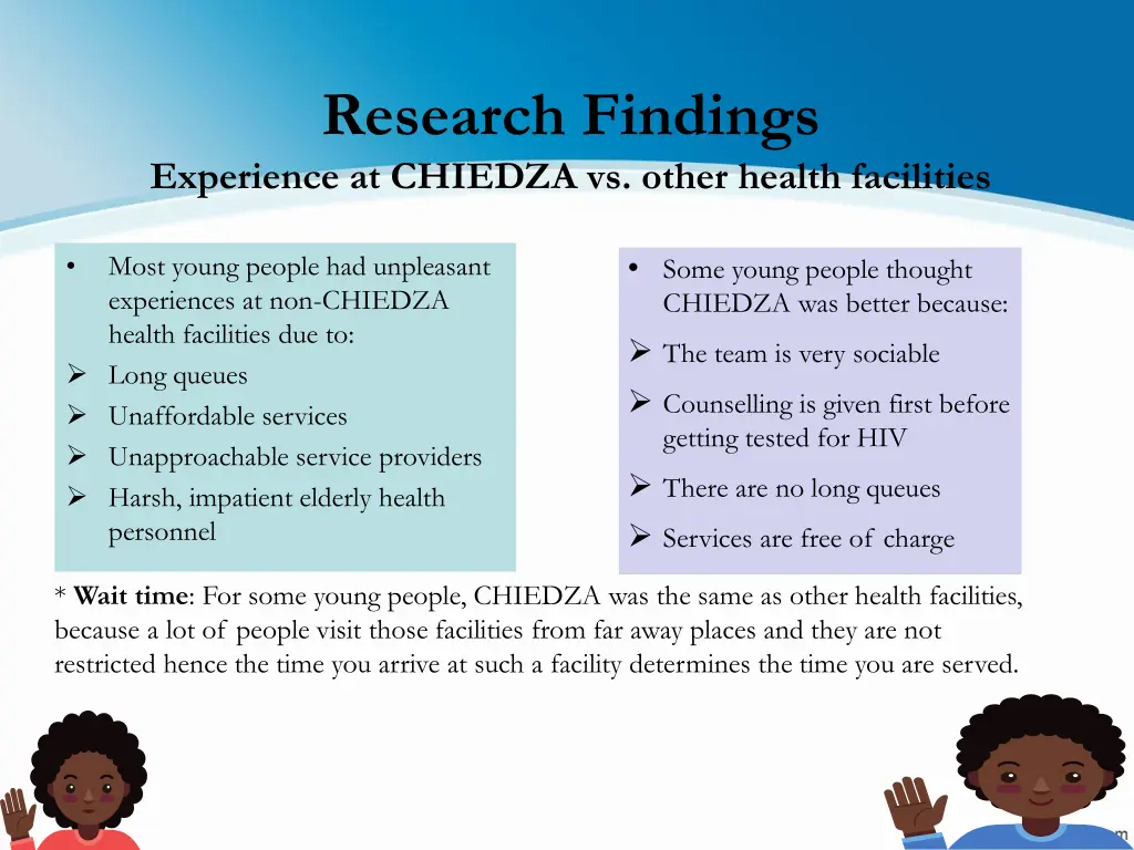 research findings experience at chiedza vs other