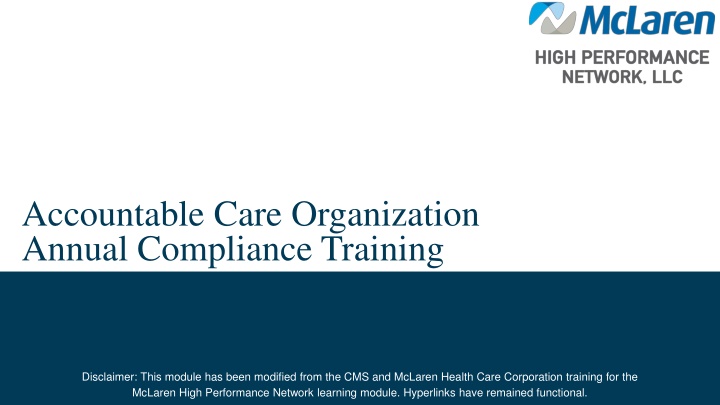 accountable care organization annual compliance