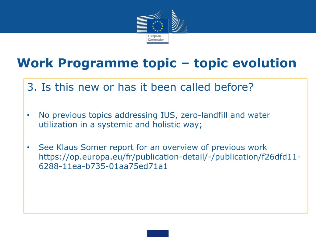 work programme topic topic evolution