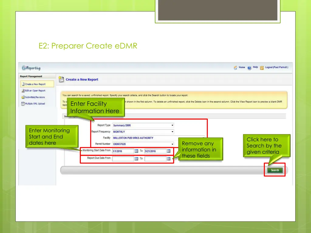 e2 preparer create edmr