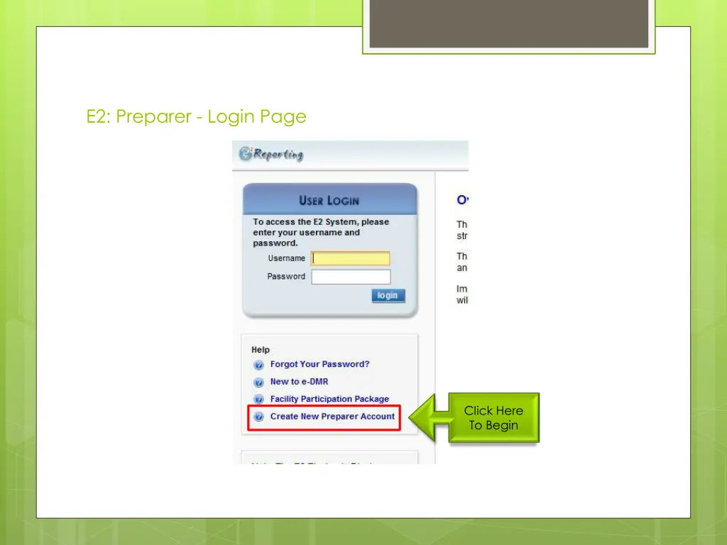 e2 preparer login page