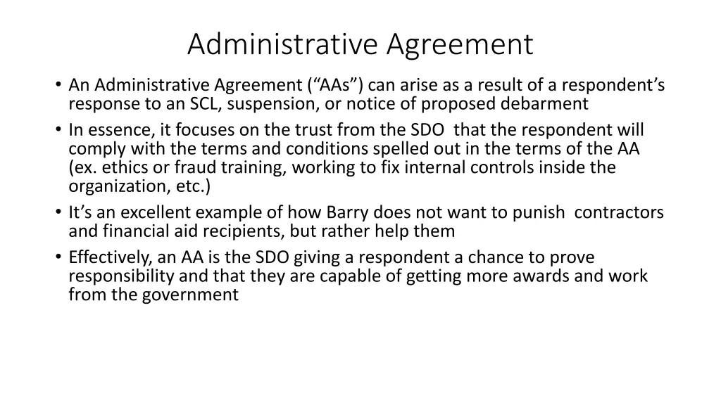 administrative agreement