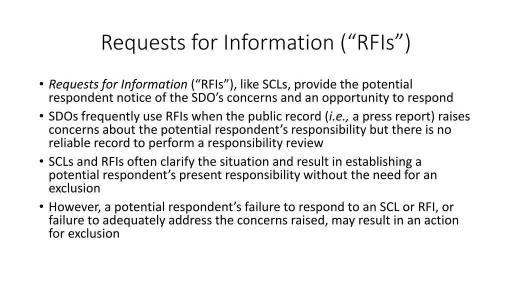 requests for information rfis