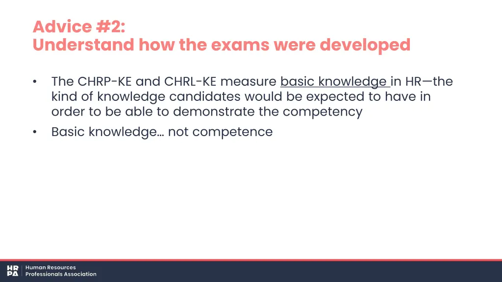 advice 2 understand how the exams were developed