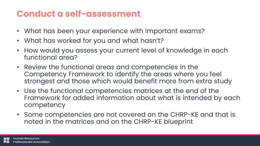 conduct a self assessment