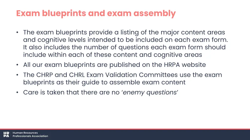 exam blueprints and exam assembly