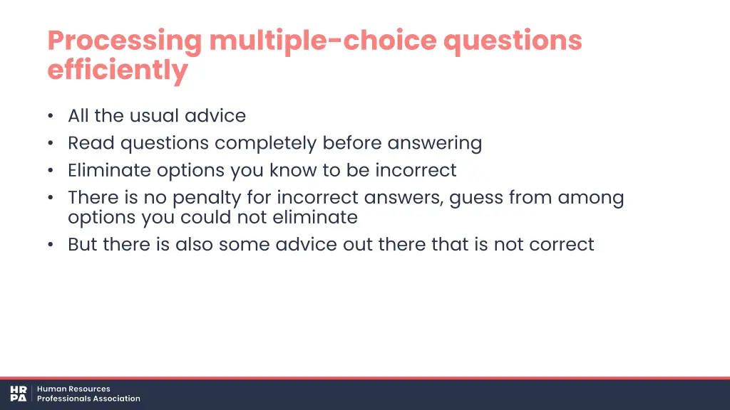 processing multiple choice questions efficiently