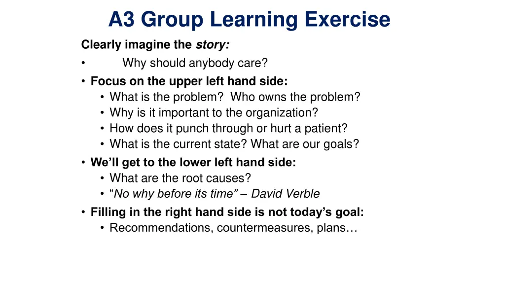 a3 group learning exercise clearly imagine