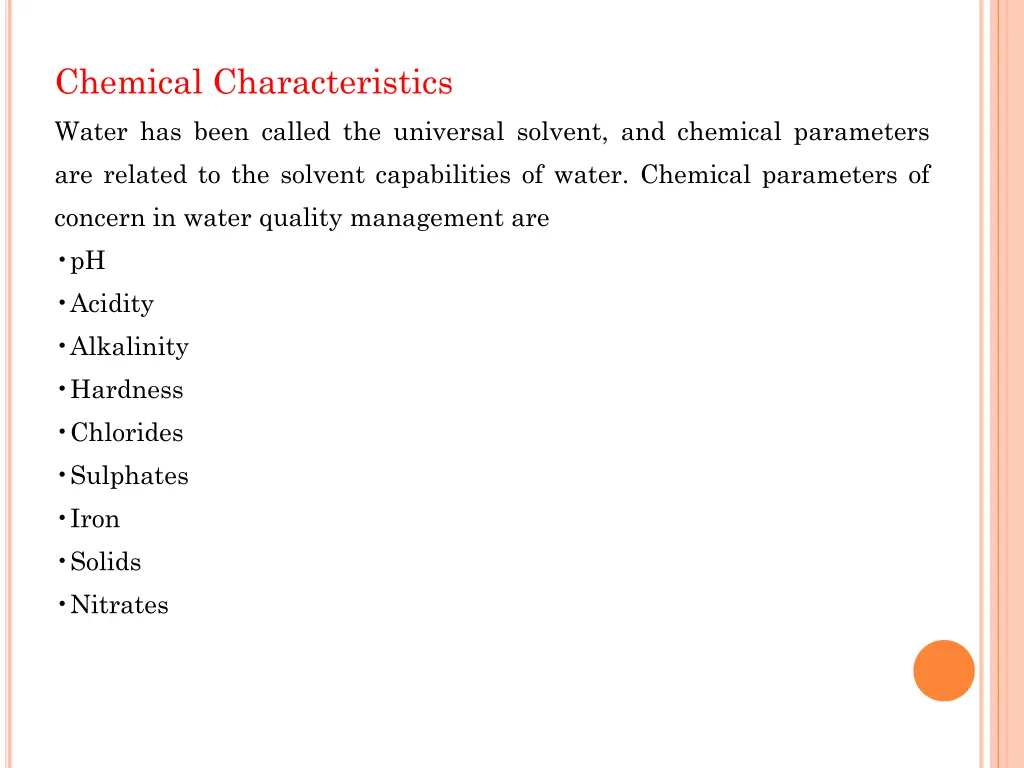 chemical characteristics