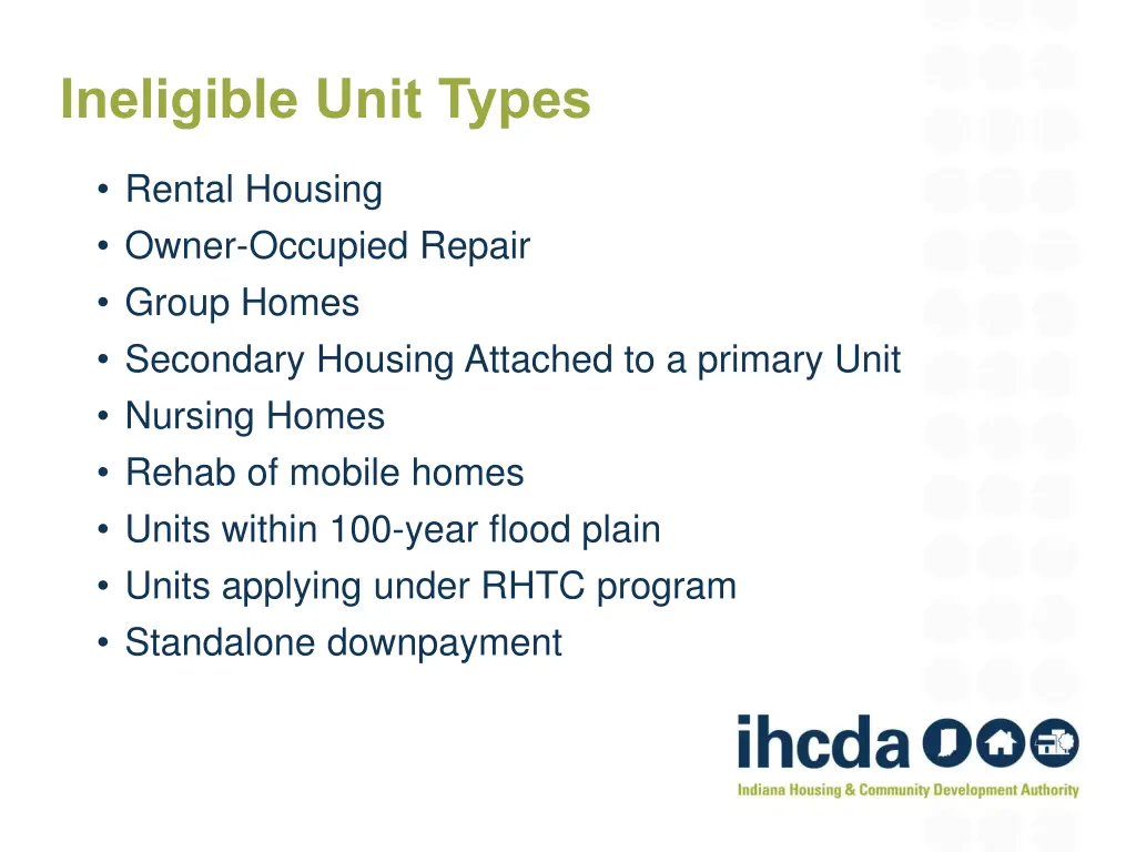 ineligible unit types