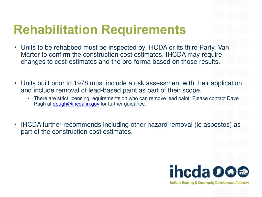 rehabilitation requirements