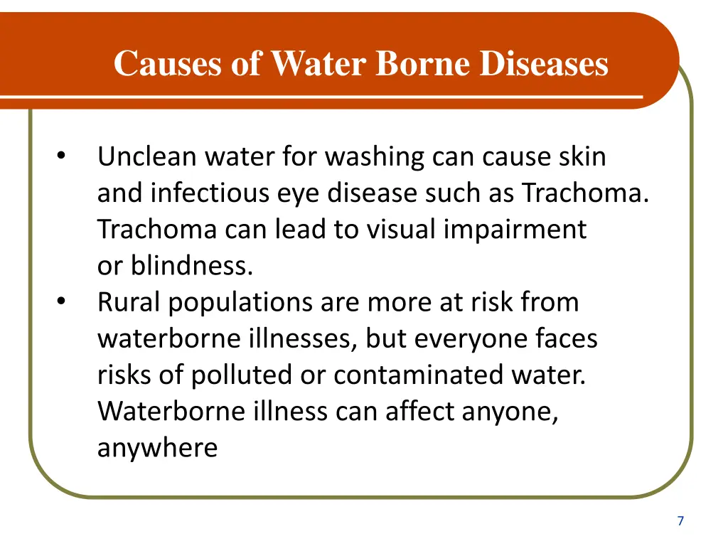 causes of water borne diseases 1