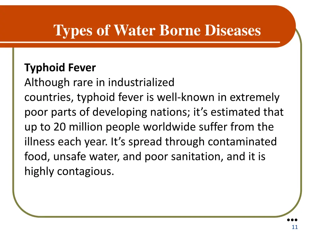 types of water borne diseases