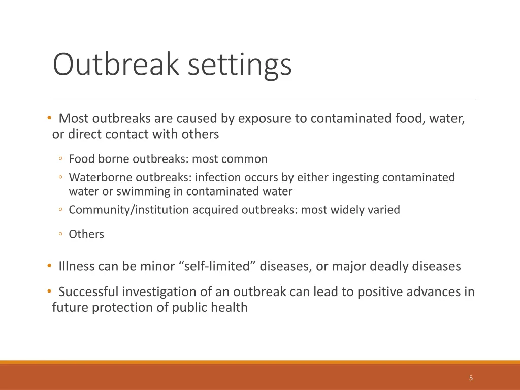 outbreak settings