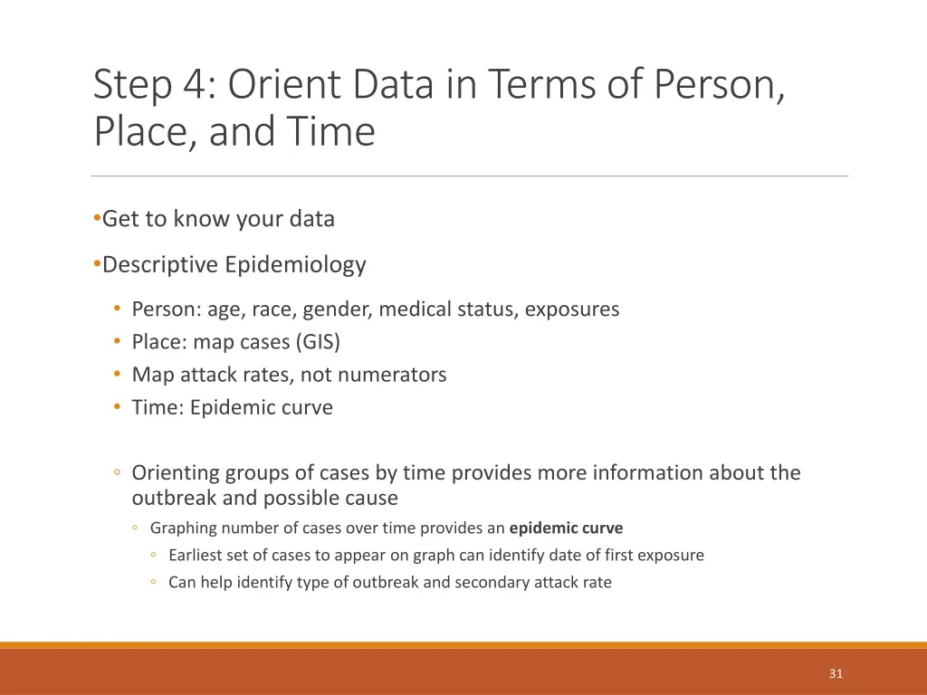 step 4 orient data in terms of person place