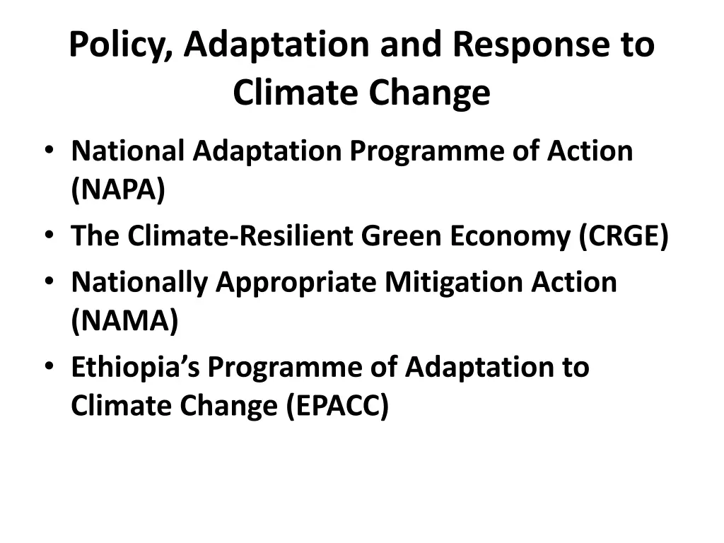 policy adaptation and response to climate change