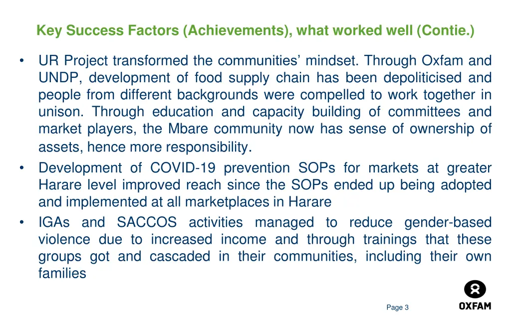 key success factors achievements what worked well 1