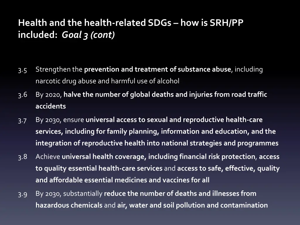 health and the health related sdgs 1