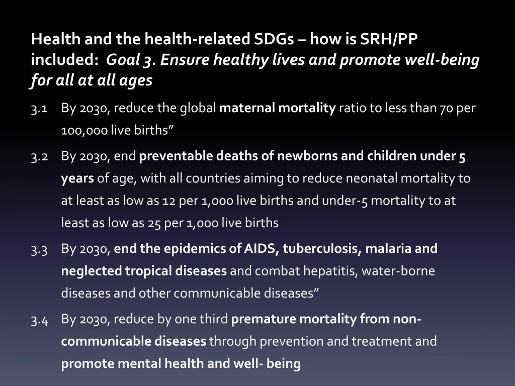 health and the health related sdgs