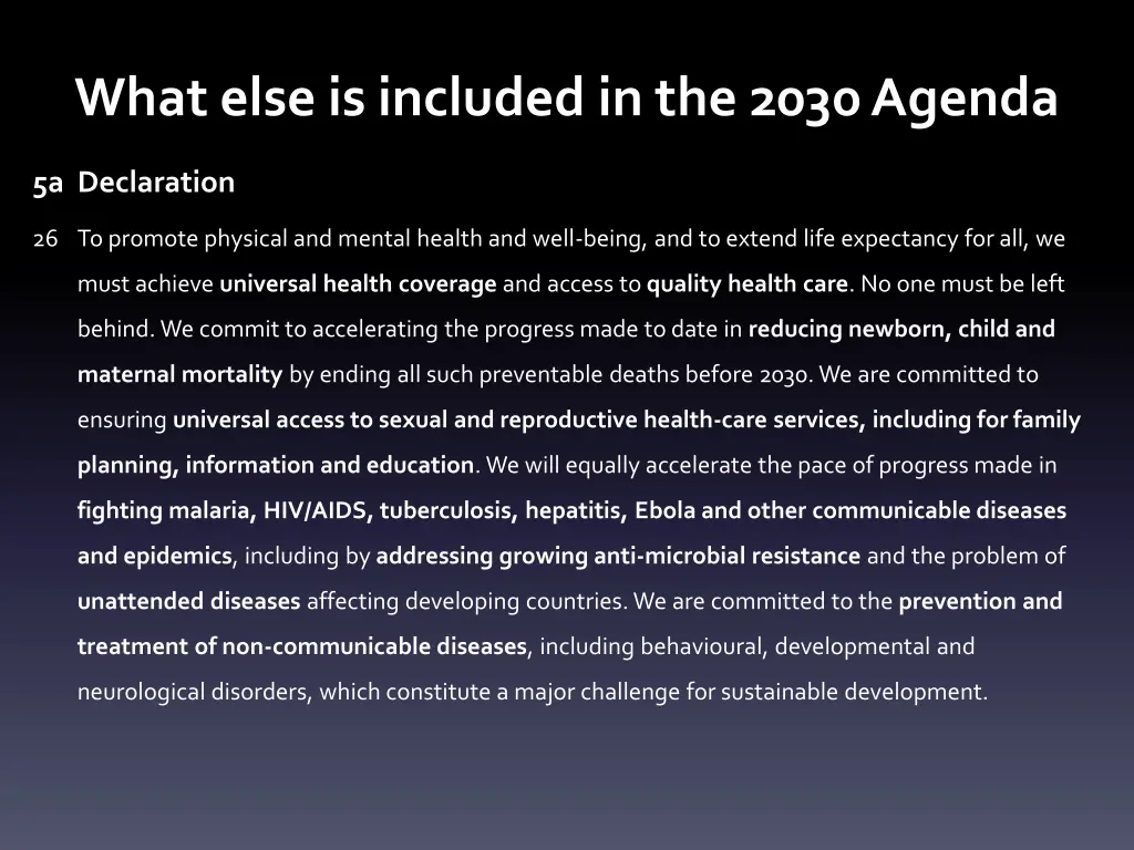 what else is included in the 2030 agenda