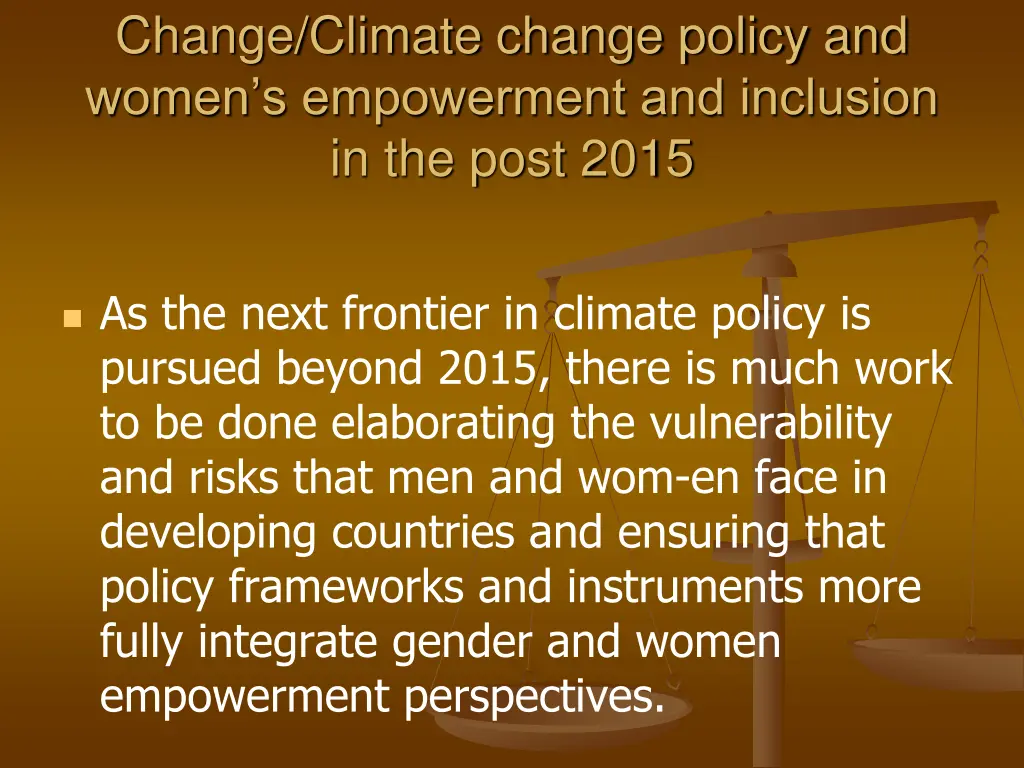 change climate change policy and women