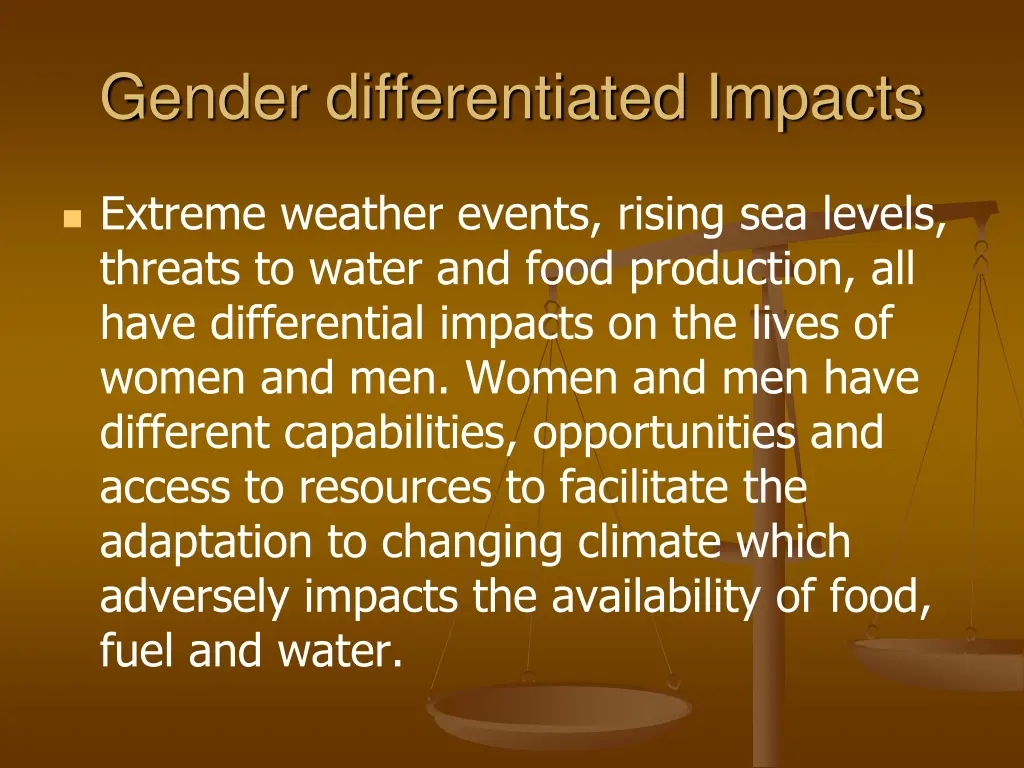 gender differentiated impacts