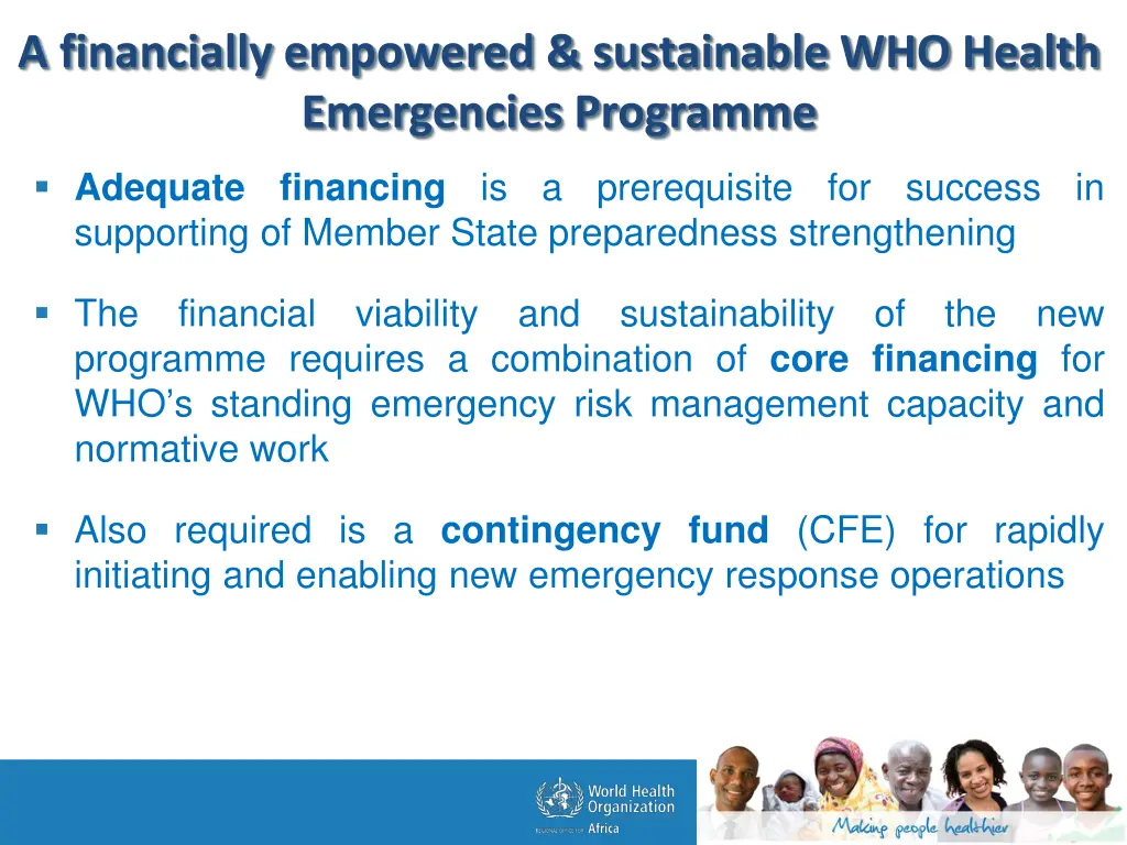 a financially empowered sustainable who health